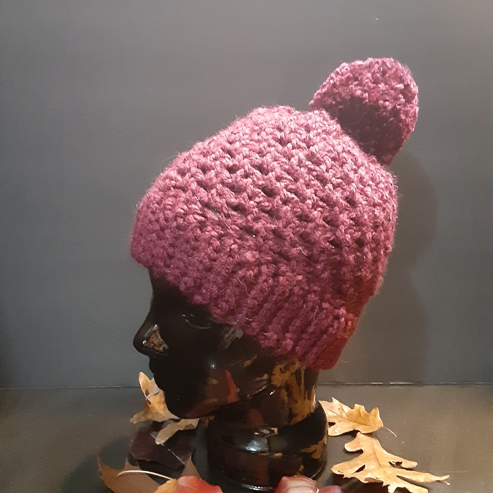 Hand made pom pom winter hat